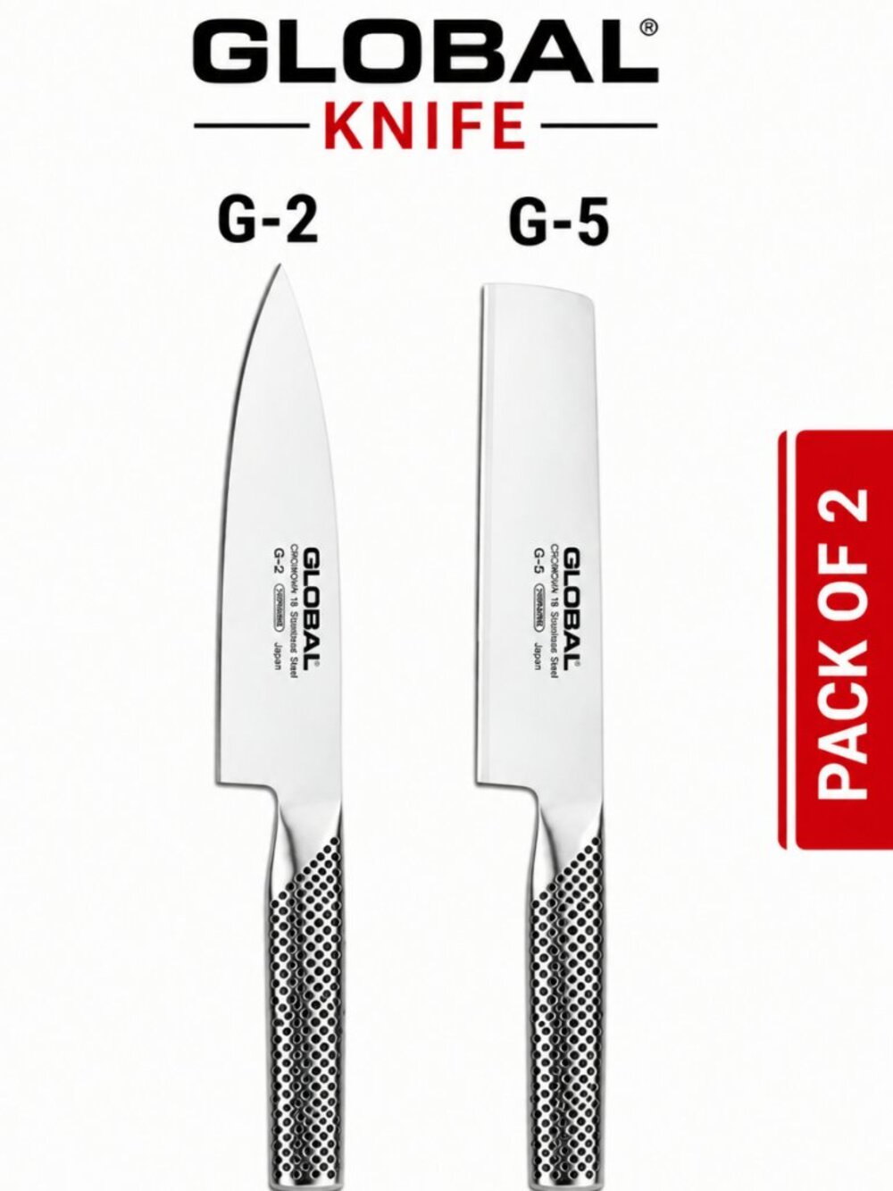 Global Classic G-2 8" Chef & G-5 7" Vegetable Knife Set - 2 Pack